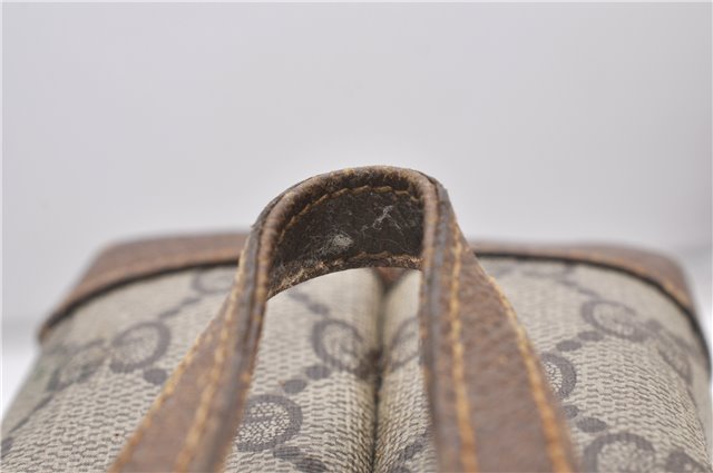 Authentic GUCCI Vintage Clutch Hand Bag Purse GG PVC Leather Brown 0936G