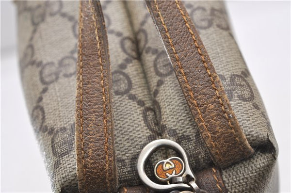 Authentic GUCCI Vintage Clutch Hand Bag Purse GG PVC Leather Brown 0936G