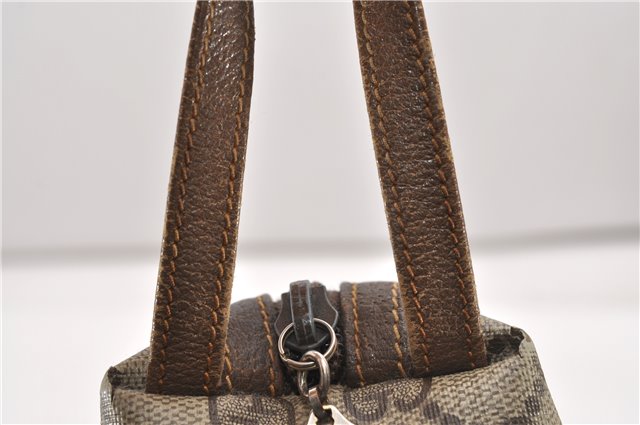 Authentic GUCCI Vintage Clutch Hand Bag Purse GG PVC Leather Brown 0936G