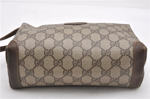 Authentic GUCCI Vintage Clutch Hand Bag Purse GG PVC Leather Brown 0936G
