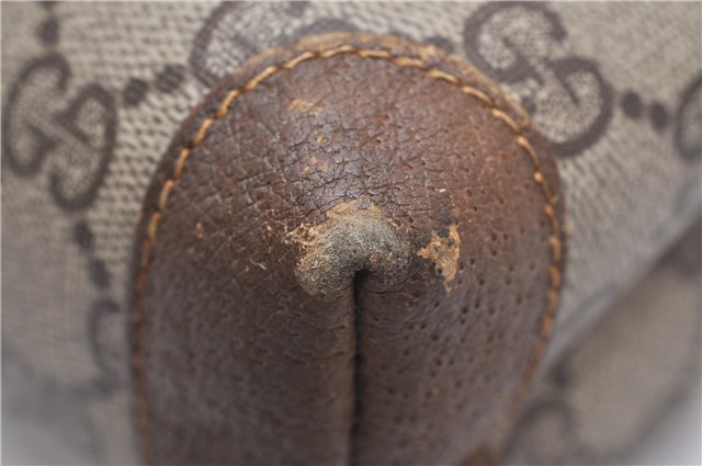 Authentic GUCCI Vintage Clutch Hand Bag Purse GG PVC Leather Brown 0936G