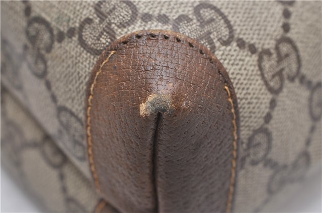 Authentic GUCCI Vintage Clutch Hand Bag Purse GG PVC Leather Brown 0936G