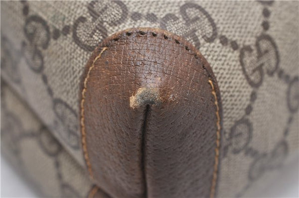 Authentic GUCCI Vintage Clutch Hand Bag Purse GG PVC Leather Brown 0936G