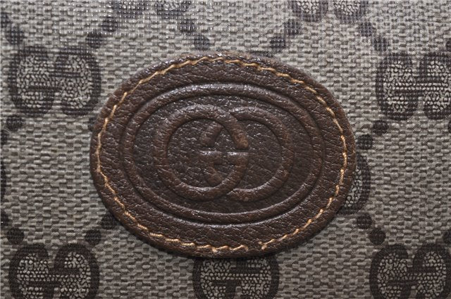 Authentic GUCCI Vintage Clutch Hand Bag Purse GG PVC Leather Brown 0936G