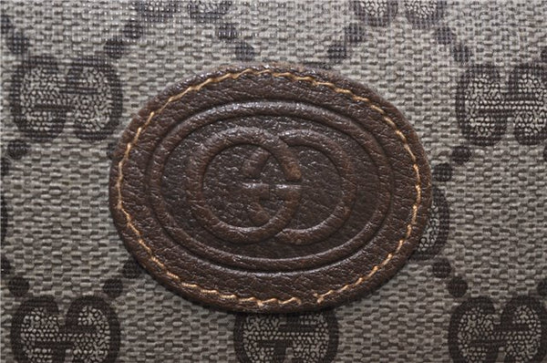 Authentic GUCCI Vintage Clutch Hand Bag Purse GG PVC Leather Brown 0936G