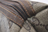 Authentic GUCCI Vintage Clutch Hand Bag Purse GG PVC Leather Brown 0936G