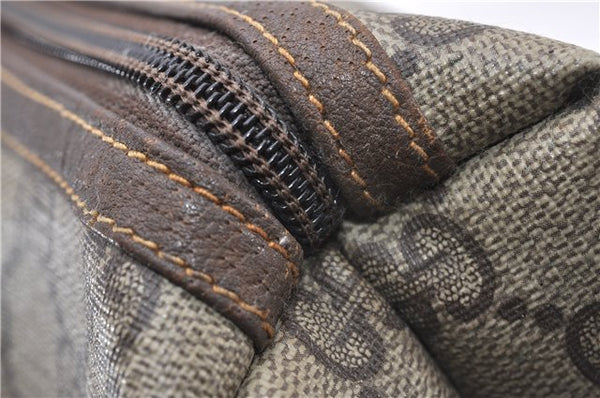 Authentic GUCCI Vintage Clutch Hand Bag Purse GG PVC Leather Brown 0936G