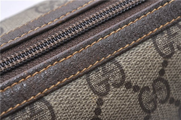 Authentic GUCCI Vintage Clutch Hand Bag Purse GG PVC Leather Brown 0936G