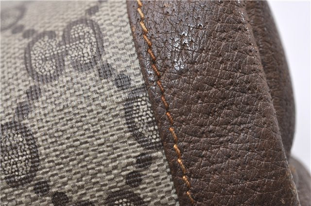 Authentic GUCCI Vintage Clutch Hand Bag Purse GG PVC Leather Brown 0936G