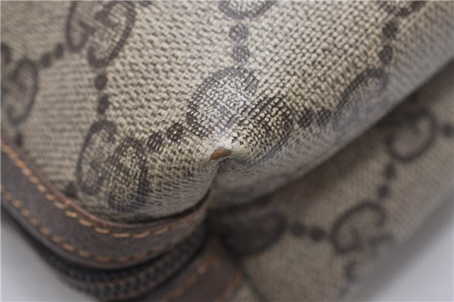 Authentic GUCCI Vintage Clutch Hand Bag Purse GG PVC Leather Brown 0936G