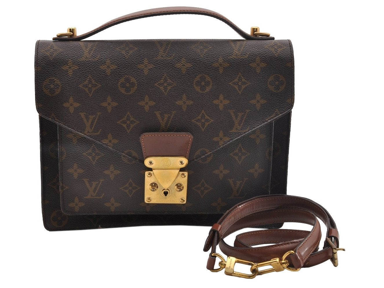 Authentic Louis Vuitton Monogram Monceau 2Way Shoulder Hand Bag M51185 LV 0936I