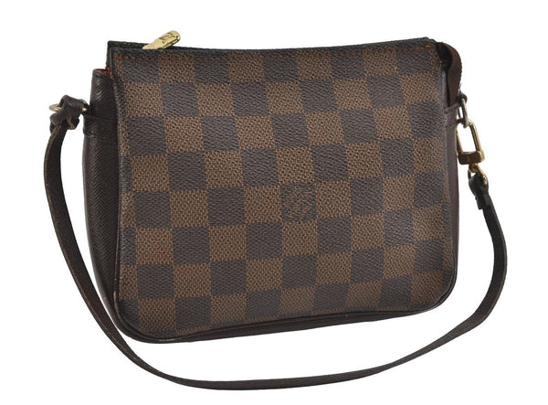 Authentic Louis Vuitton Damier Trousse Makeup Hand Bag Pouch N51982 LV 0939I