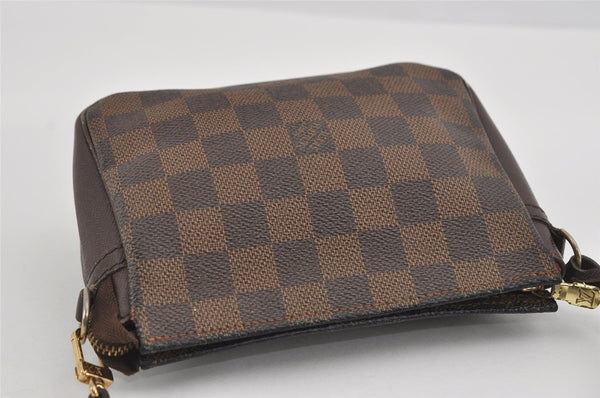 Authentic Louis Vuitton Damier Trousse Makeup Hand Bag Pouch N51982 LV 0939I