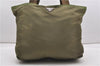 Authentic PRADA Nylon Tessuto Leather Shoulder Tote Bag Green 0940G