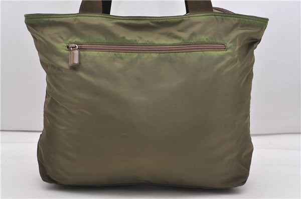 Authentic PRADA Nylon Tessuto Leather Shoulder Tote Bag Green 0940G