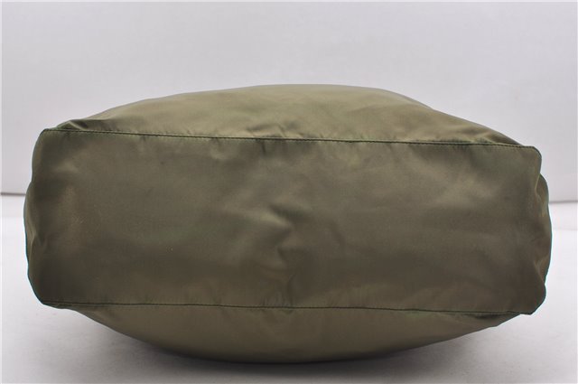 Authentic PRADA Nylon Tessuto Leather Shoulder Tote Bag Green 0940G