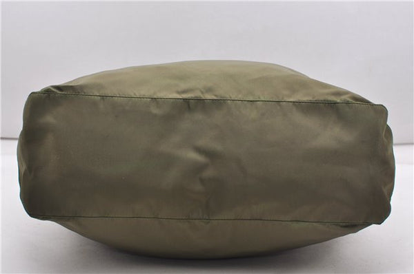 Authentic PRADA Nylon Tessuto Leather Shoulder Tote Bag Green 0940G