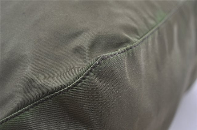 Authentic PRADA Nylon Tessuto Leather Shoulder Tote Bag Green 0940G