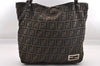 Authentic Vintage FENDI Zucca Shoulder Tote Bag Nylon Leather Brown 0941I