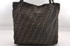 Authentic Vintage FENDI Zucca Shoulder Tote Bag Nylon Leather Brown 0941I