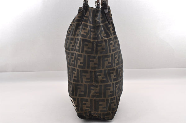 Authentic Vintage FENDI Zucca Shoulder Tote Bag Nylon Leather Brown 0941I