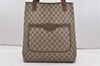 Authentic GUCCI Web Sherry Line Shoulder Tote Bag GG PVC Leather Brown 0942G