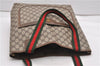 Authentic GUCCI Web Sherry Line Shoulder Tote Bag GG PVC Leather Brown 0942G