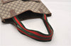 Authentic GUCCI Web Sherry Line Shoulder Tote Bag GG PVC Leather Brown 0942G