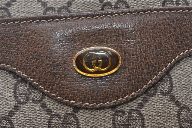 Authentic GUCCI Web Sherry Line Shoulder Tote Bag GG PVC Leather Brown 0942G