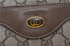 Authentic GUCCI Web Sherry Line Shoulder Tote Bag GG PVC Leather Brown 0942G