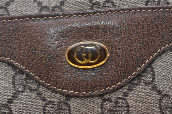 Authentic GUCCI Web Sherry Line Shoulder Tote Bag GG PVC Leather Brown 0942G