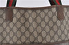 Authentic GUCCI Web Sherry Line Shoulder Tote Bag GG PVC Leather Brown 0942G