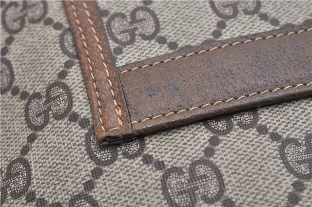 Authentic GUCCI Web Sherry Line Shoulder Tote Bag GG PVC Leather Brown 0942G