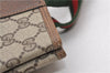 Authentic GUCCI Web Sherry Line Shoulder Tote Bag GG PVC Leather Brown 0942G