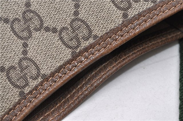 Authentic GUCCI Web Sherry Line Shoulder Tote Bag GG PVC Leather Brown 0942G