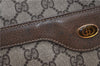 Authentic GUCCI Web Sherry Line Shoulder Tote Bag GG PVC Leather Brown 0942G