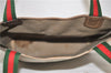 Authentic GUCCI Web Sherry Line Shoulder Tote Bag GG PVC Leather Brown 0942G