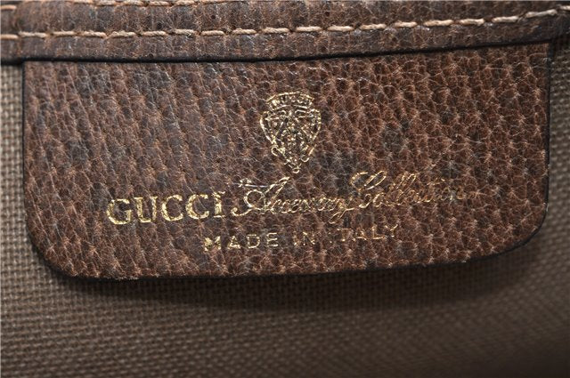Authentic GUCCI Web Sherry Line Shoulder Tote Bag GG PVC Leather Brown 0942G