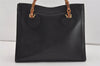 Authentic GUCCI Vintage Bamboo Hand Bag Leather Black Junk 0944I