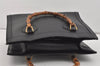 Authentic GUCCI Vintage Bamboo Hand Bag Leather Black Junk 0944I