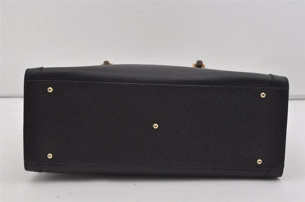 Authentic GUCCI Vintage Bamboo Hand Bag Leather Black Junk 0944I