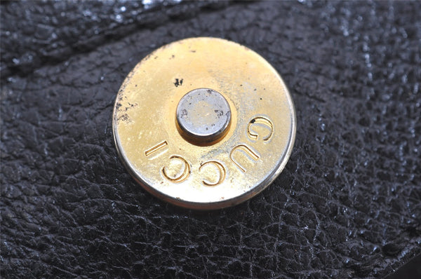 Authentic GUCCI Vintage Bamboo Hand Bag Leather Black Junk 0944I