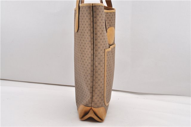 Authentic GUCCI Web Sherry Line Micro GG Tote Bag PVC Leather Brown 0945G