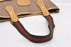 Authentic GUCCI Web Sherry Line Micro GG Tote Bag PVC Leather Brown 0945G