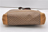 Authentic GUCCI Web Sherry Line Micro GG Tote Bag PVC Leather Brown 0945G