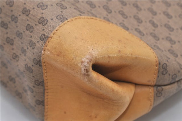 Authentic GUCCI Web Sherry Line Micro GG Tote Bag PVC Leather Brown 0945G