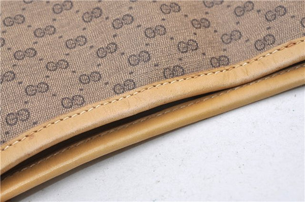 Authentic GUCCI Web Sherry Line Micro GG Tote Bag PVC Leather Brown 0945G