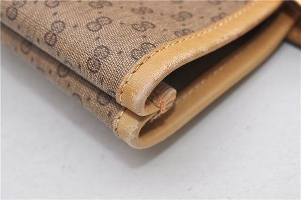 Authentic GUCCI Web Sherry Line Micro GG Tote Bag PVC Leather Brown 0945G