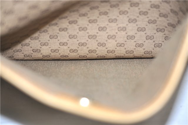 Authentic GUCCI Web Sherry Line Micro GG Tote Bag PVC Leather Brown 0945G