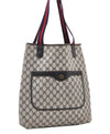 Authentic GUCCI Sherry Line Shoulder Tote Bag GG PVC Leather Navy Blue 0946G